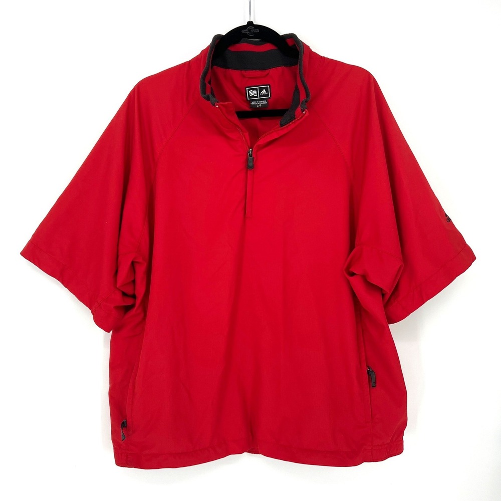 Adidas Golf ClimaProof Convertible Windbreaker Large Red Black Country Club‎
